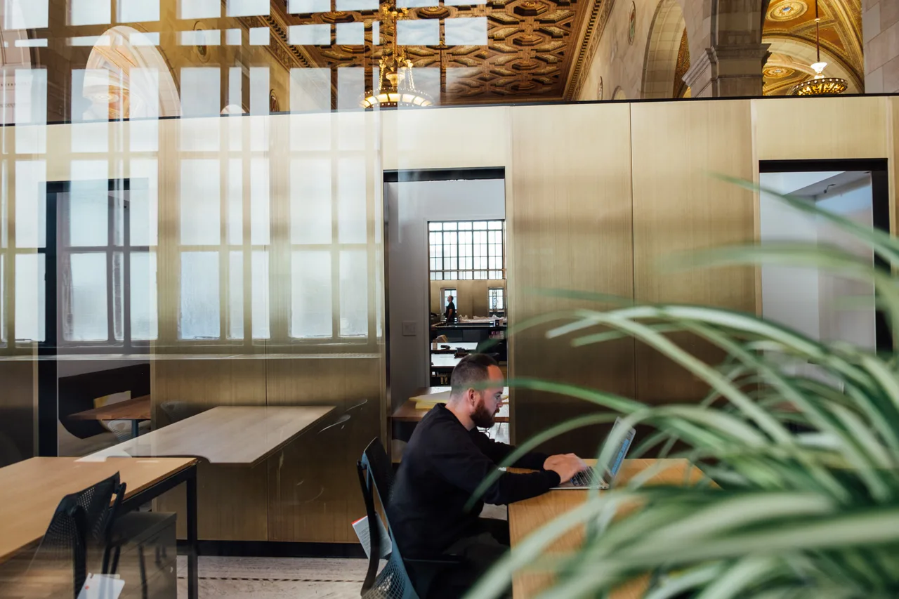Person working in a shared office space